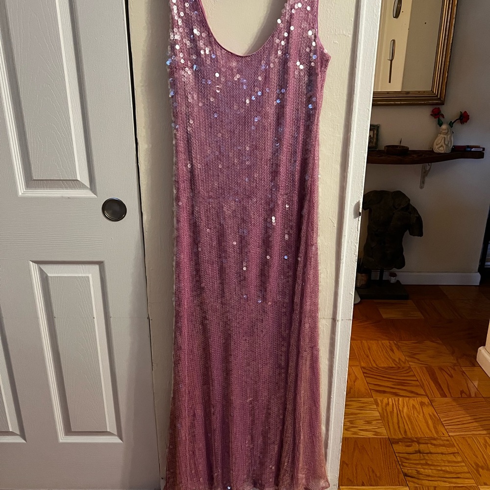 Anthropologie Pink Sequin Maxi Dress